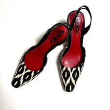 Coach and Four Black & White Sling Back Heels Women's Size 7.5