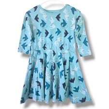 Tea Collection Girls 14 Swallow Skater Dress In Blue Tint Portugal Rare HTF