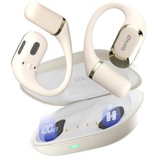 Beige Open Ear Headphones Bluetooth 5.4 Earbuds 40H Playtime IPX6 Waterproof