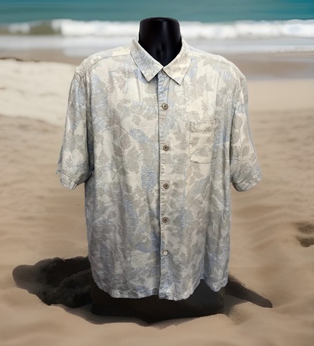 TOMMY BAHAMA Camp Shirt 100% Silk Mens XL Hawaiian Floral Tropic Beach Resort - Picture 2 of 13