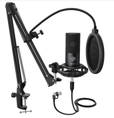 FIFINE Studio Condenser USB Microphone Computer PC Microphone Kit with Adjustabl