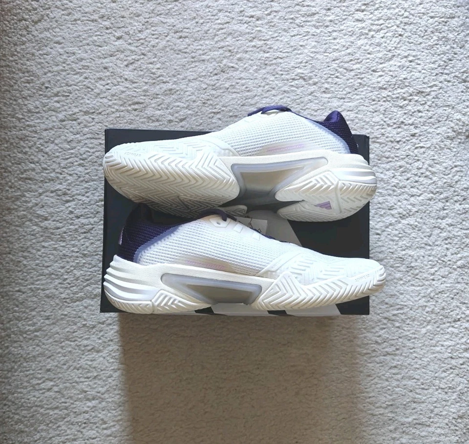 Size Women-8, Adidas Barricade 13 Women's Tennis Shoes, White/Blue, JR7814 - Image 4 of 4