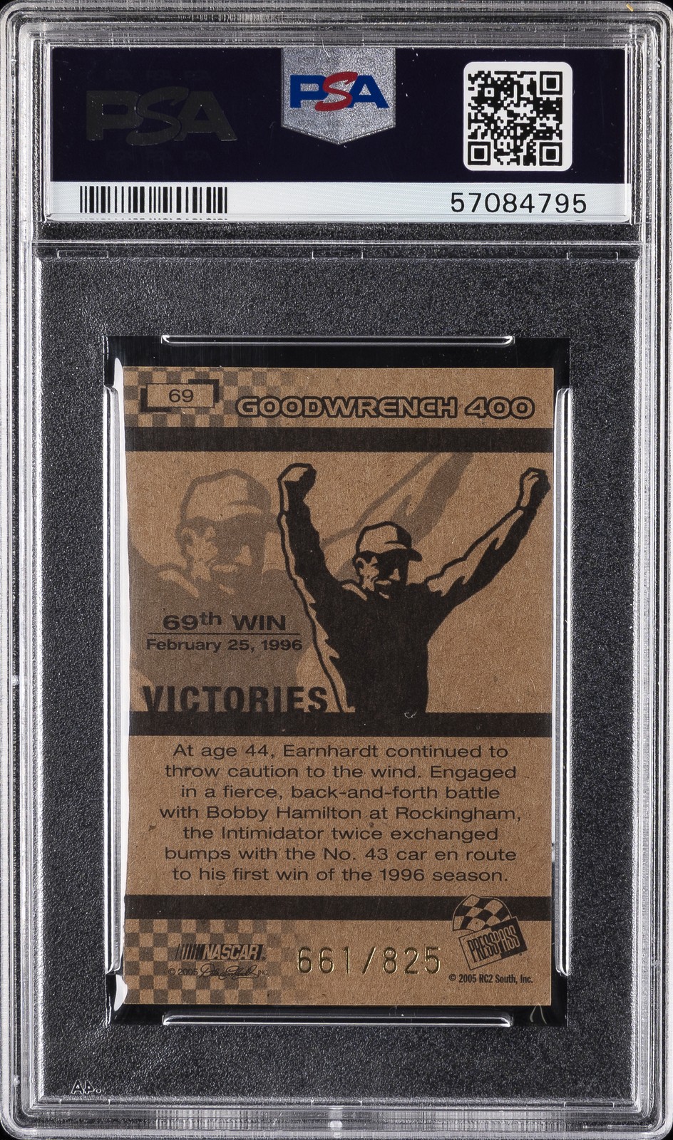 2005 PRESS PASS DALE EARNHARDT VICTORIES #69 DALE EARNHARDT #/825 PSA 9 view 2