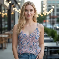 LOFT Paisley Print Sleeveless Top, Size M – Preowned, Good Condition