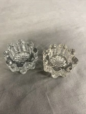 2 Vintage Cut Clear Glass Open Salt Cellars Salters