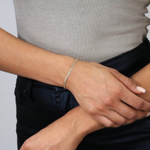 14K Gelbgold 3,5 mm Kubanische Glieder Panzerkette Armband Herren Damen 7,5" - Bild 3 von 11