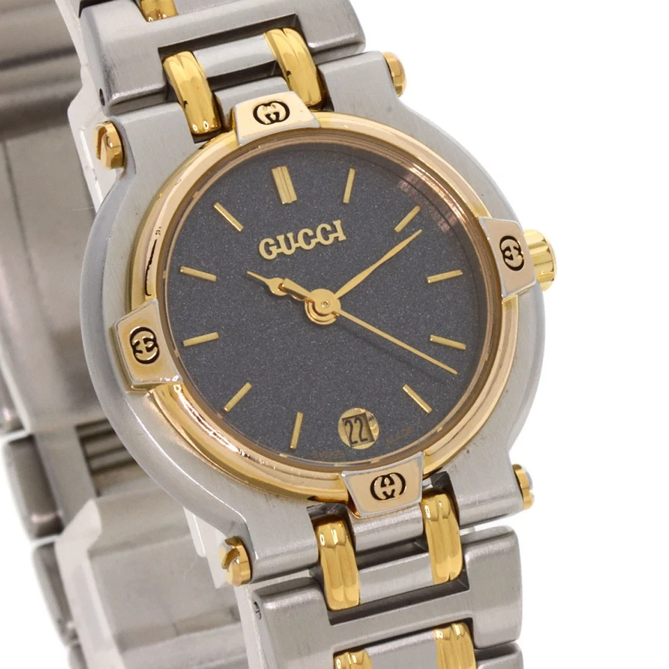 Relógios femininos GUCCI de rosto redondo 9000L aço inoxidável/SSxGP - Imagem 4 de 4