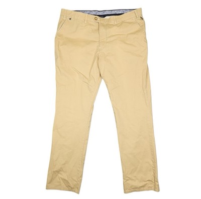 Bruhl Trousers Men's 40x30 Beige Cotton Chino Straight Zip Fly Golf Pants Casual