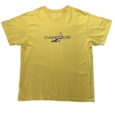Cuffys Of Cape Cod Spell Out USA Flag Sailboat Yellow Cotton T Shirt Sz XL - EUC