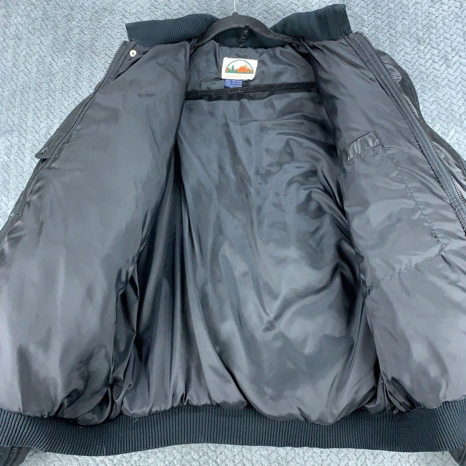 Винтажный 80-х Tonkin Inc мужчин XL очень большой черный CAT Caterpillar пуховик куртка - Изображение 2 из 4