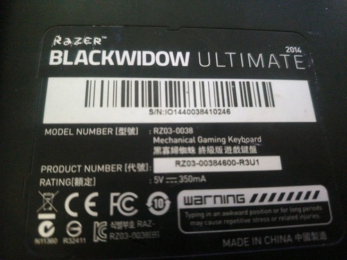 Razer Black Widow Ultimate 2014 Mechanical Gaming Keyboard Light Up RZ03-0038 - 第 2/2 張圖片