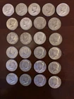 25 Kennedy Half Dollars 40% Silver Circulated Condition