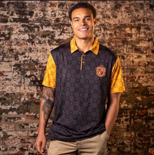 Harry Potter Hufflepuff “All Day” Polo Shirt 2XL Cosplay Dry-Fit Stretch - Picture 10 of 10