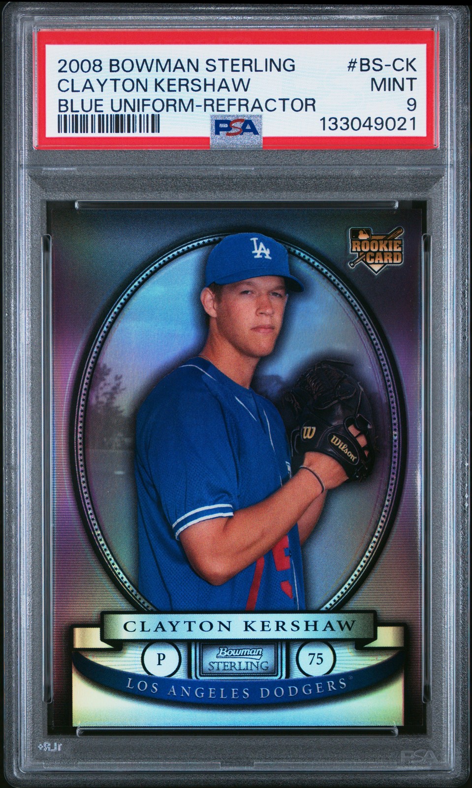 2008 BOWMAN STERLING REFRACTOR #BS-CK CLAYTON KERSHAW ROOKIE RC 141/199 PSA 9