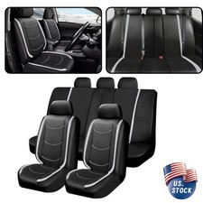 Car Full Set Seat Covers Luxury Leather 5-seat Cushion Front Rear Back For Dodge
