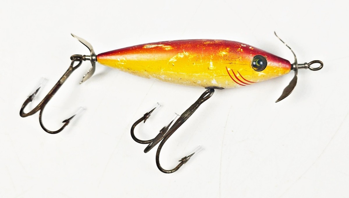 ルアー・フライ SHAKESPEARE SUBMARINE MINNOW #42 Rare Shakespeare No 51 Floating Musky Minnow Lure Blended Yellow c
