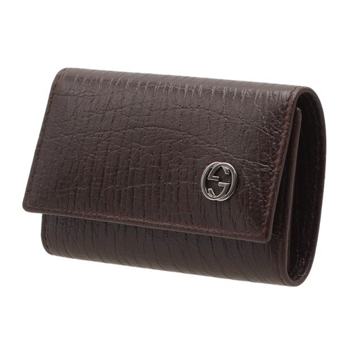 Estuche para 6 llaves Gucci entrelazado de cuero G 115225 marrón oscuro sin usar N2674 - Imagen 3 de 10