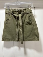 American Eagle Highest Rise Paperbag Waist Mini Skirt Green Size 6 NWT