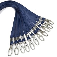 50 PCS Navy Blue Lanyards, Nylon, Swivel Hook, ID Badges, Key Chains, Bulk Clip