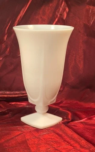 Vintage Milk Glass Art Deco Styled,  Pedestal,  Milk Glass Flower Vase  - 1930s