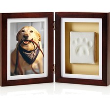Pet Paw Print Photo Frame with Clay Imprint Kit - Memory Keepsake for Cats  ...