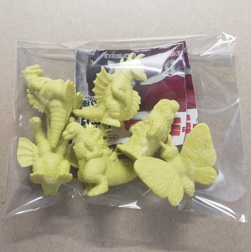 Toho Monster Godzilla Mini Eraser Figures Yellow Ver. 2 Set of 6 Types Gacha F/S - Picture 3 of 4