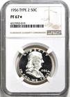 1956 NGC PF67 Star Bright White Franklin Silver Half Dollar Type 2 PQ GEM Beauty