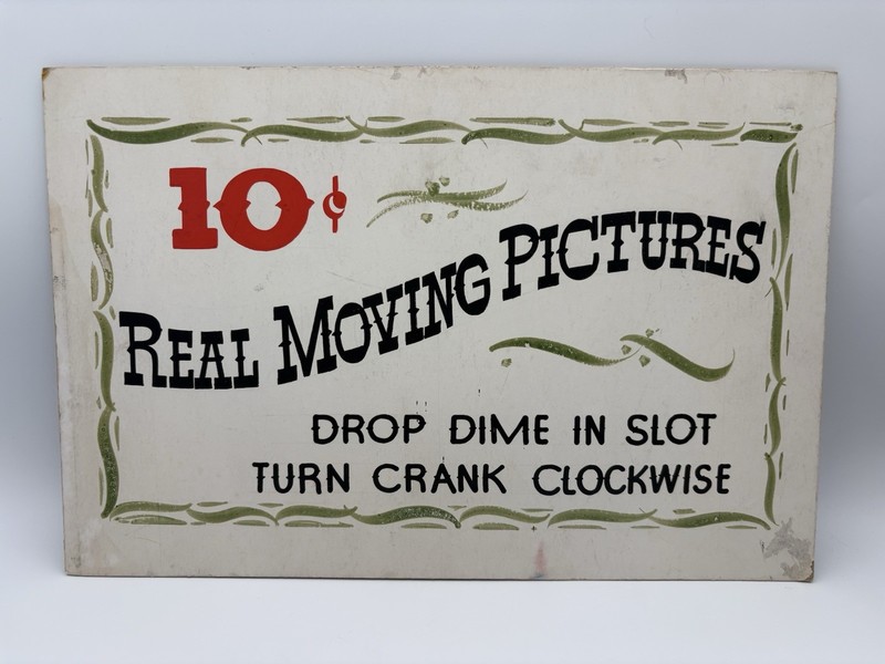 Vintage Arcade Real Moving Pictures Insert Sign- Hand Painted 