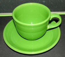 FIESTA Ware Cup & Saucer SHAMROCK Green WWD 2008 EXC Shape Homer Laughlin USA
