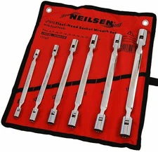 6pc Flexi Flexible Dual Head Double Ended Socket Spanner Wrench Set 8mm-19mm