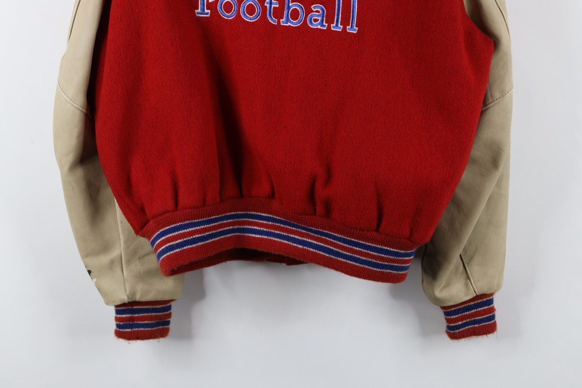 Vtg 80s 90s Mens 44 Distressed Wool Leather St Francis Football