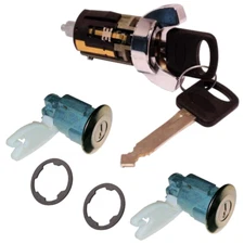 Ford Ignition Key Switch Lock Cylinder & Door Pair Chrome Tumbler Set 2 Keys