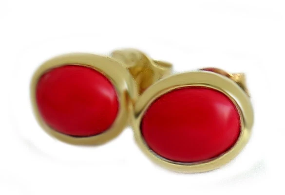 Ohrstecker Koralle  oval  8 /10mm 925er Silber vergoldet + Box Bst!