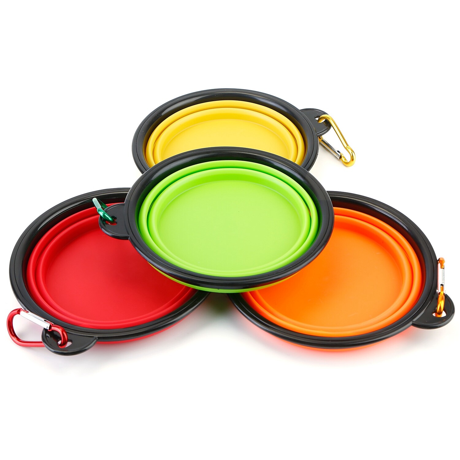 4Pcs Silicone Collapsible Pet Cat Dog Food Water Bowl Traveling Walking Hiking