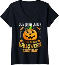 Pumpkin Halloween Costume Funny Halloween October Ladies' V-Neck Tshirt