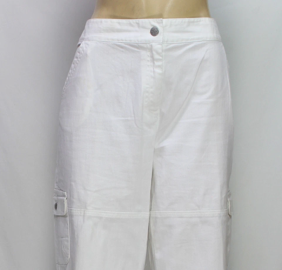 Pantalones cortos cargo elásticos blancos talla 14 Hearts of Palm para mujer Foto 3 de 4