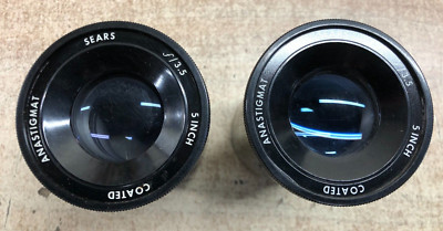 2 Vintage Used Sears Anastigmat f/3.5, 5 Inch Coated Slide Projector Lens