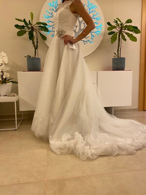 Mori Lee Myra UK-Größe 12/US-Größe 10 elfenbeinfarben Brautkleid Beispiel unverändert