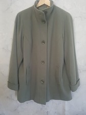 M&s Willow Wool Blend Coat Size Uk 18 Brushed Olive Green Single Breasted