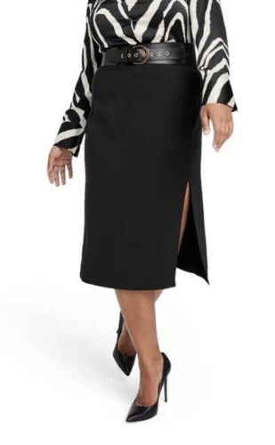 Women's Plus Size High-Waist Slit Pencil Skirt - Sergio Hudson x Target  Black 1X