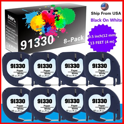 8 PK 91330 Label Tape use for DYMO LetraTag LT-100H LT-100T LT-110T QX 50