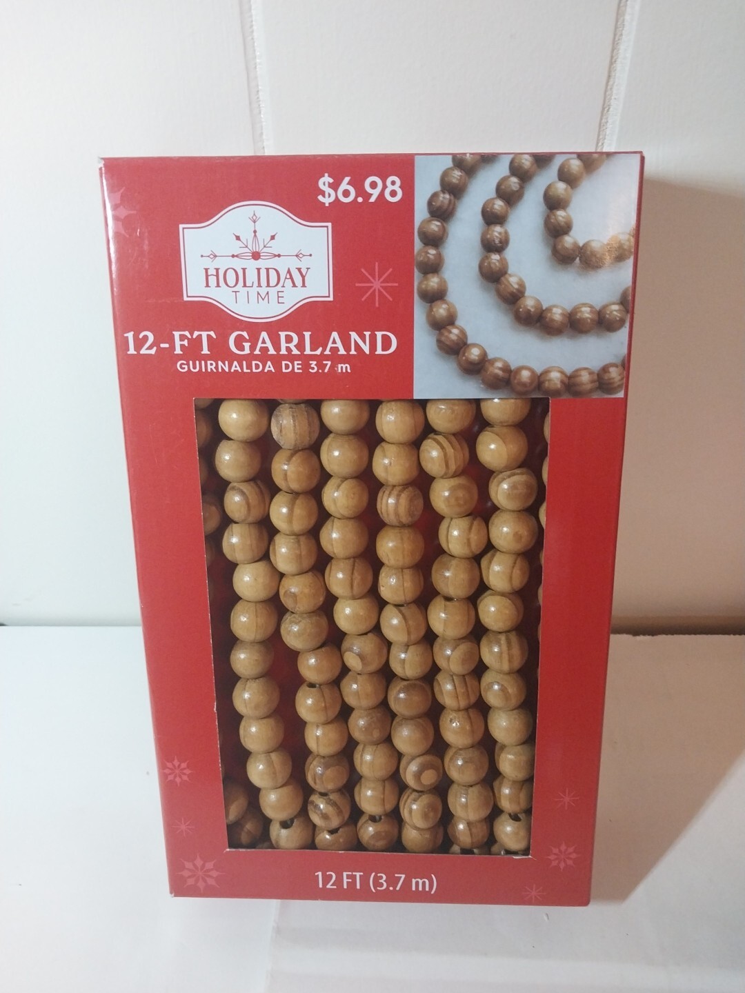 Garland 12 FT Natural Wood Bead Garland Holiday Time Wedding Party Decorations