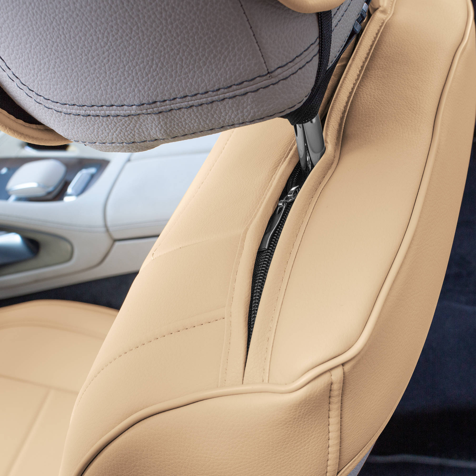 Universal Luxe Faux Leather Car Seat Covers w Sleek Pattern Cushion