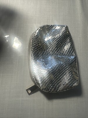 I Am Forever  Silver  Tone Zippered Cosmetic Case Pouch Small 9'' x 6''
