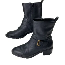 Sole Society So Jorryn Goth Combat Boot Black Leather Women's Size 8