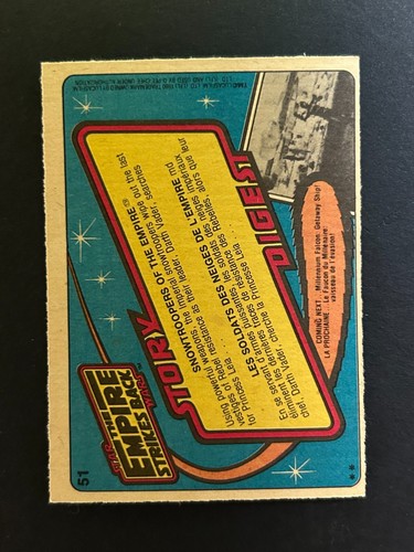 1980 O Pee Chee Star Wars Series Empire Strikes Back Series 1 #51 - Picture 2 of 2