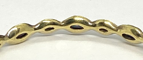 Victorian Low 6K Gold Marquise Cut Sapphire Eternity Bangle Bracelet 7.5/8” 13g - Picture 6 of 9