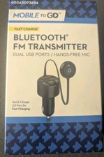 Mobile To Go Bluetooth FM Transmitter Dual USB Ports,Hands Free Mic,Fast Chargin