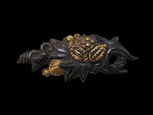 Vintage Brass Inlay Menuki Sword Fitting Japanese Katana Samurai fromJapan - Picture 5 of 10