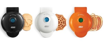 Dash Halloween Mini Waffle Maker Set of 3- Pumpkin, Skull and Spider Web  NEW